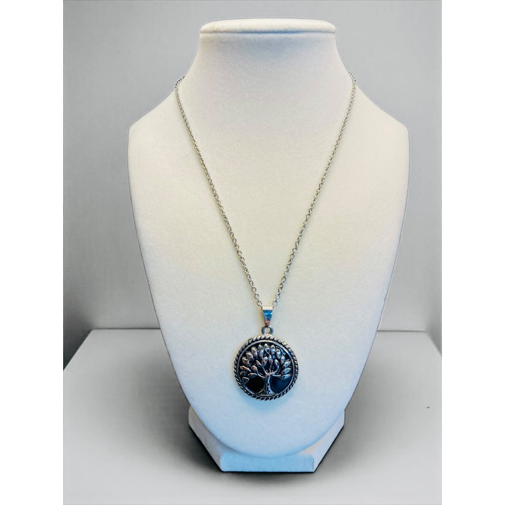 Silver Tree Of Life Pendant Necklace Adjustable Chain -70